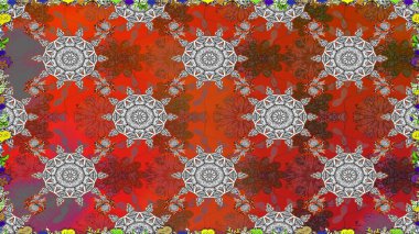 Etnik Mandala süsü. Kızılderili desenli desenli desenli şal deseni. Raster Henna dövme stili. Tekstil, tebrik kartı, boyama kitabı, telefon kılıfı baskısı için kullanılabilir.