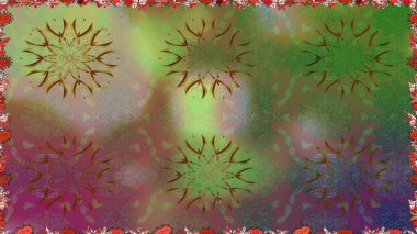 Raster illüstrasyonu. Yeşil renkli çiçekler. Küçük çiçekte sevimli çiçek deseni var..