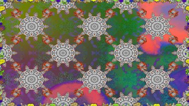 Yeşil renkli çiçekler. Raster illüstrasyonunda kusursuz çiçek deseni.