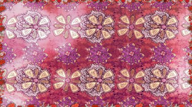 Pembe renkli çiçekler. Raster illüstrasyonu. Tropik, dikişsiz çiçek deseni..