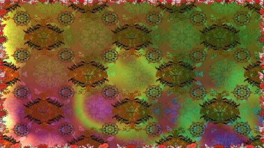 Düz Çiçek Elementleri Tasarımı. Kahverengi renkte zarif çiçekli suluboya. Renkli Bahar Temalı Kusursuz Arkaplan. Raster illüstrasyonu.