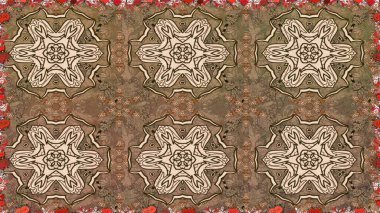 Çiçek çelengi. Kıvırcık, parlak örgü. Güzel, parlak, pürüzsüz kumaş, tuval. Raster illüstrasyonu. Eski moda arka plan. Şablon, pürüzsüz, çiçekli kenar..