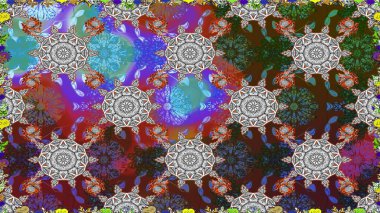 Küçük çaplı çiçeklerdeki basit şirin desenler. Raster illüstrasyonu. Tekstil veya kitap kapakları, imalat, duvar kağıtları, baskı, hediye paketi ve yapıştırma kitabı için çiçeksiz arka plan.