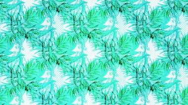 Mavi, nötr ve yeşil renkli çiçekler suluboya tarzında. Raster illüstrasyonunda çiçek deseni çizimi.