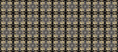 Altın şablon. Raster illüstrasyonu. Kart, duvar kağıdı, ambalaj ve tekstil için klasik tasarım. Klasik çiçek dokusu. Bej ve gri renkli Royal retro. Kusursuz desenli altın elementler.