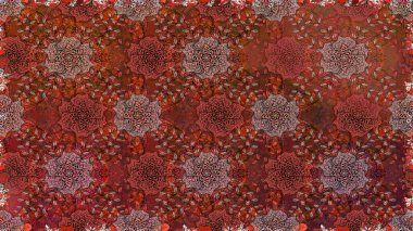 Düz Çiçek Elementleri Tasarım Raster illüstrasyonu. Kahverengi renkli çiçekler. Renkli Bahar Temalı, pürüzsüz bir arka plan. Çiçekli, suluboya desenli kusursuz çiçek deseni.