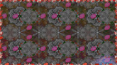 Moda arka planında parlak buketler. Sevimli, pürüzsüz desenli, küçük çiçekli, klasik tarzda. Raster illüstrasyonu. Kumaş, duvar kâğıdı ve kağıda yazdırmak için gelişen arkaplan.