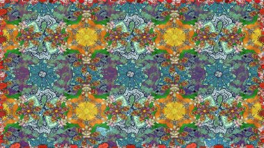 3 boyutlu çiçekler, pürüzsüz. Yeşil, mavi ve nötr renklerde. Raster illüstrasyonu.