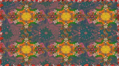 Raster illüstrasyonunda kusursuz çiçek deseni. Kahverengi renkte çiçekler.