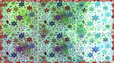 Çiçek duvar kâğıdı. Çiçek arkaplan. Tarafsız renklerde şirin tekstil tarzında. Renkli, pürüzsüz desen. Raster illüstrasyonu.
