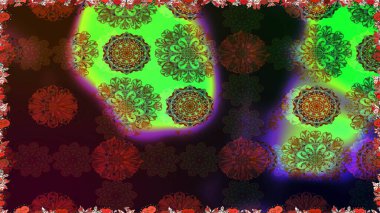 Raster illüstrasyonu. Kahverengi renklere karalamalar çizen kusursuz çiçek deseni.