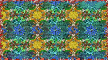 Yaz çiçekleri teması. Yeşil renkler. Suluboya resim taklit Raster çizimi. Klasik çiçekler. El çizimi soyut süslü elementler.