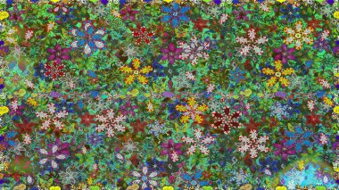 Kusursuz çiçek deseni. Yeşil renkli Asya tekstili. Raster illüstrasyonu.