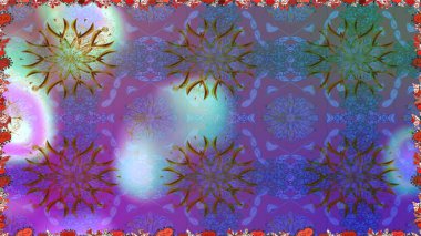 Raster illüstrasyonu. Mor renklerde. 3D çiçekler, pürüzsüz.