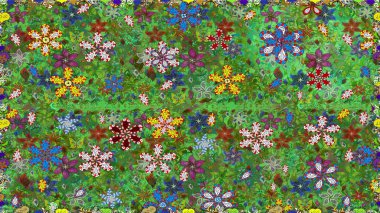 Klasik taslak çizimi. Raster çiçek izi. Çiçek yeşili, pürüzsüz desen.