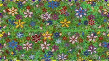 Yeşil renkli çiçekler. Yeşil renklerde çiçeksiz. Şatafatlı bahar bahçesi dokusu. Raster illüstrasyonu. Çiçek deseni.