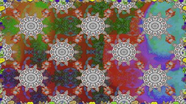 Renkli Bahar Temalı Kusursuz Arkaplan. Raster illüstrasyonu. Gri renkli, zarif çiçek buketli suluboya. Düz Çiçek Elementleri Tasarımı.