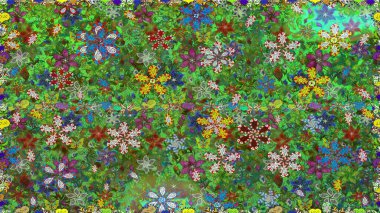 Gömlek baskısı için çiçek boyası. Yeşil renkli çiçekler. Çiçeksiz desenli arka plan.