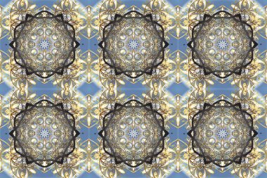 Kusursuz klasik raster grisi, bej, nötr ve altın desenli. Klasik klasik klasik arka plan. Geleneksel oryantasyon süsü.