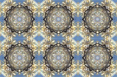 Kusursuz klasik raster grisi, bej, nötr ve altın desenli. Klasik klasik klasik arka plan. Geleneksel oryantasyon süsü.