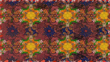 Sınır Kızılderili çiçekli paisley patten. Kusursuz süs izi. Raster Henna tarzı. Tebrik kartı geçmişi, boyama kitabı, arkaplan ve tekstil için kullanılabilir. Etnik Mandala havlusu.