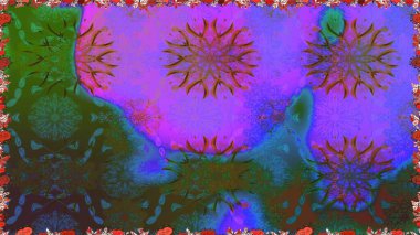 Çiçekli karalama şeklinde Raster çiçek deseni. Mor renkli çiçekler. Yumuşak, bahar çiçekli arka plan.