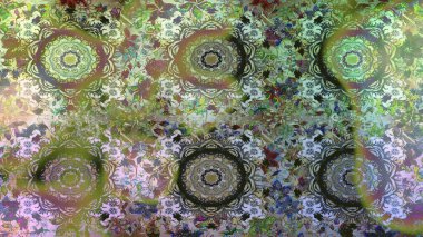 Tarafsız renklerde, altın elementlerle kusursuz desen. Raster oryantal süs. Kusursuz altın desen.