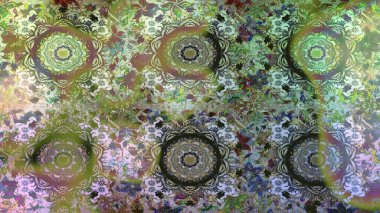 Tarafsız renklerde altın çiçekli altın desenler. Raster geometrik arka plan. Senin tasarımın için, duvar kağıdı. Altın rengi kusursuz illüstrasyon.