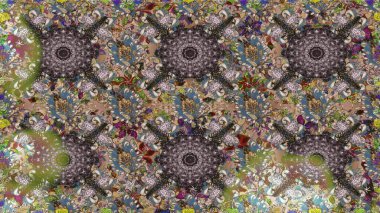 Düz Çiçek Elementleri Tasarımı. Renkli Bahar Temalı Kusursuz Arkaplan. Raster..