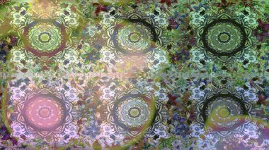 Raster soyut çiçek çelengi altın karalama fantezi yaprakları ve tarafsız renklerde çiçek. El yapımı dekoratif çerçeve, albüm kapağı, tebrik kartı, klasik Art deco tarzı.