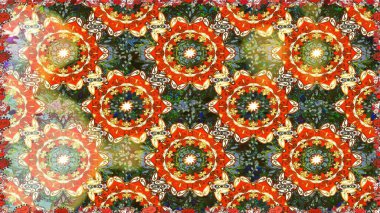 Raster geleneksel oryantasyon süsü. Kusursuz klasik altın desen. Turuncu renklerde altın desenli altın elementler.