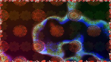 Kusursuz süs izi. Etnik Mandala havlusu. Raster Henna tarzı. Tebrik kartı geçmişi, boyama kitabı, arkaplan ve tekstil için kullanılabilir. Sınır Hindistan çiçek desenli paisley patentli.