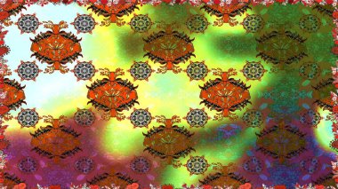 Raster illüstrasyonunda kusursuz çiçek deseni. Yeşil renkte çiçekler.