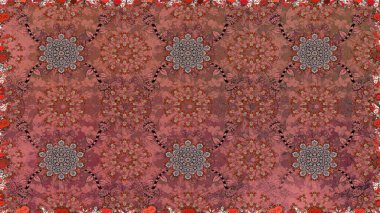 Sevimli çiçek raster deseni. Renkli Bahar Temalı Kusursuz Arkaplan. Kahverengi renkli çiçekler. Düz Çiçek Elementleri Tasarımı.