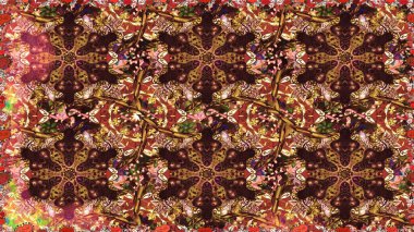 Raster oryantal süs. Kahverengi renklerde, altın elementlerle kusursuz desen. Kusursuz altın desen.