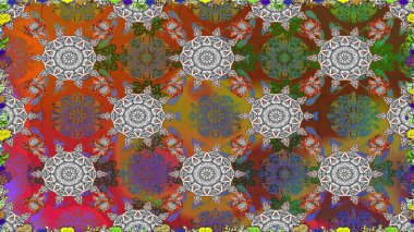 Motley illüstrasyonu. Kahverengi çiçekli bahar çiçekleri. Moda baskıları için zarif bir şablon. Küçük renkli çiçekler. Küçük çiçekte şirin desenler.