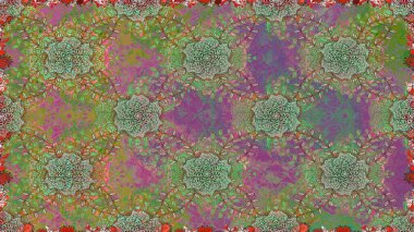 Yeşil renkli çiçekler. Çiçek deseni. Raster illüstrasyonu. Yeşil renklerde çiçeksiz. Şatafatlı bahar bahçesi dokusu.