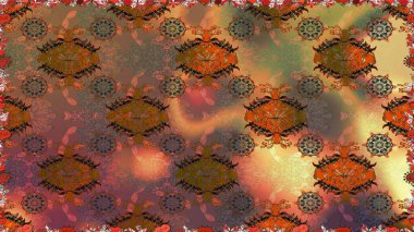 Çiçeksel kahverengi, pürüzsüz desen. Klasik taslak çizimi. Raster çiçek izi..