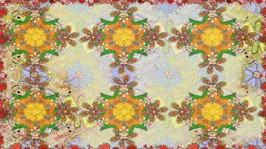 Raster illüstrasyonunda kusursuz çiçek deseni. Suluboya tarzında nötr renkler üzerine çiçekler.