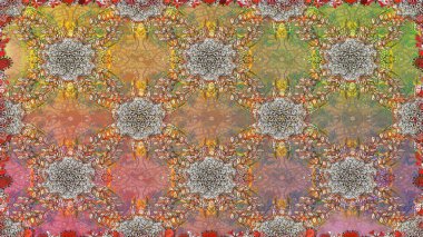 Modern çiçek arkaplanı. Halk tarzı. Moda baskıları için zarif bir şablon. Parlak renkli çiçeklerle ve kahverengi renklerde yapraklarla şaşırtıcı, pürüzsüz çiçek deseni.