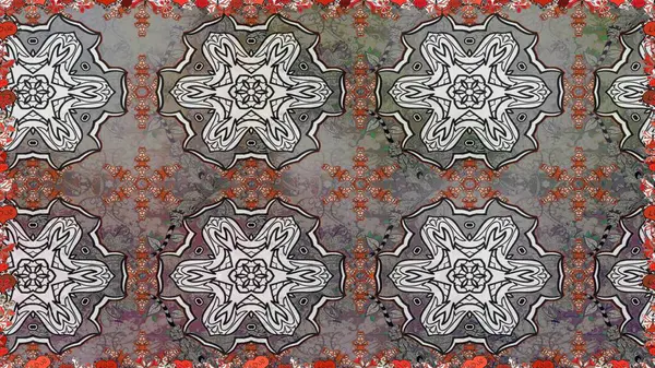 Güzel kumaş deseni. Asya tekstil tarzında. Kusursuz çiçek deseni. Raster illüstrasyonu. Renkli Bahar Temalı Kusursuz Arkaplan. Düz Çiçek Elementleri Tasarımı.