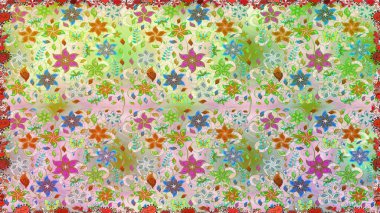 Düz Çiçek Elementleri Tasarım Raster illüstrasyonu. Tarafsız renklerde çiçekler. Renkli Bahar Temalı, pürüzsüz bir arka plan. Çiçekli, suluboya desenli kusursuz çiçek deseni.