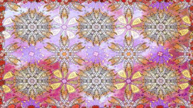 Raster illüstrasyonunda kusursuz çiçek deseni. Tarafsız renklerde çiçekler.