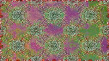 Kusursuz bir geçmişi var. Miles Fleur, süslü püslü bir süs. Raster illüstrasyonu. Tomurcukları papatya çiçekleri olan sevimli bir çiçek deseni. Kumaş, tekstil, duvar kağıdı baskısı için. Antika retro tarzı.