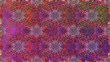 Varicolopurple raster pürüzsüz çizim. Küçük çiçekteki sevimli çiçek deseni. Birçok mor soyut çiçekli tropik, pürüzsüz desen.