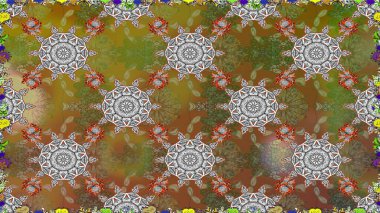 Kahverengi renklerde çiçeksiz. Raster illüstrasyonu. Çiçek deseni. Kahverengi renkli çiçekler. Şatafatlı bahar bahçesi dokusu.