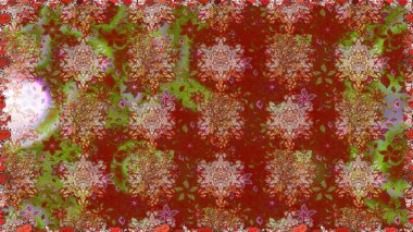 Güzel kumaş deseni. Kusursuz çiçek deseni. Renkli Bahar Temalı Kusursuz Arkaplan. Asya tekstil tarzında. Düz Çiçek Elementleri Tasarımı. Raster illüstrasyonu.