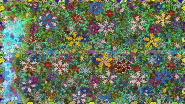 Karalama çiçeği. Raster illüstrasyonu. Zentangle soyut çiçekleri. Güzel kumaş deseni. Düz Çiçek Elementleri Tasarımı. Renkli Bahar Teması Kusursuz Arkaplan.