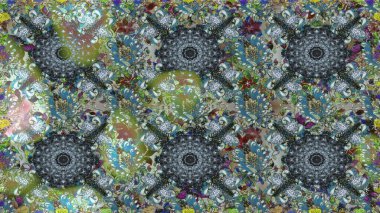 Soyut etnik raster kusursuz desen. Arkaplan dokusu, duvar kağıdı, çiçek temalı gri renkler. Kabile sanatı boho baskısı, klasik çiçek arkaplanı.