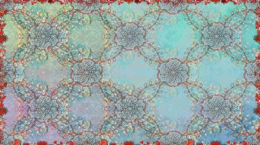 Mavi renklerde. Mavi renkli mavi papatya deseni. Raster illüstrasyonu.